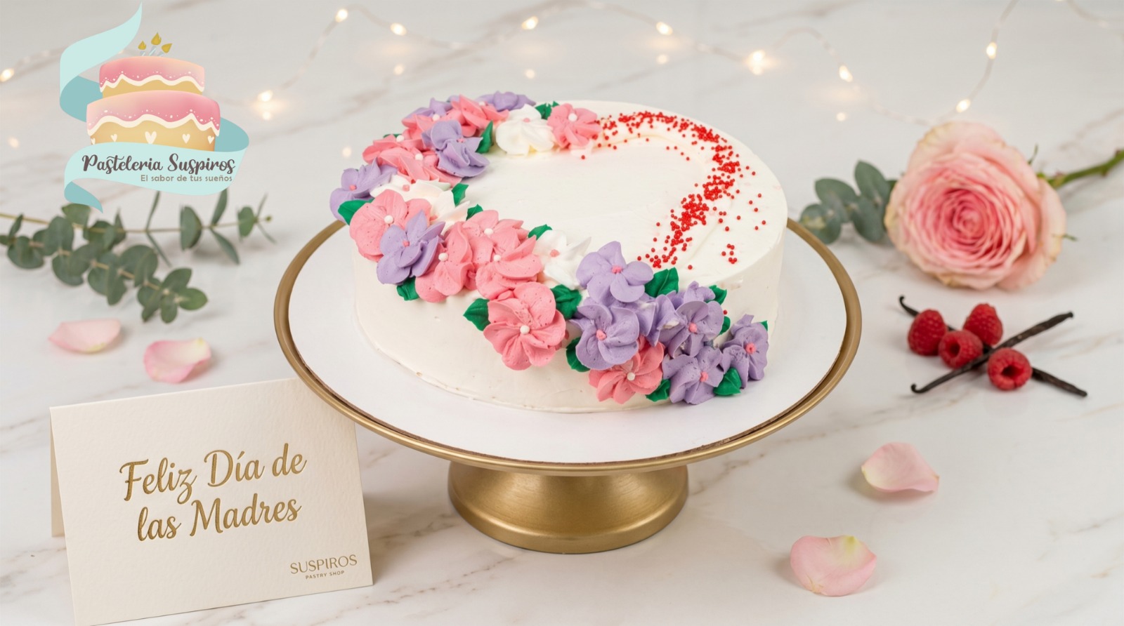 Pastel "Corazón Floral" para Mamá TRES LECHES